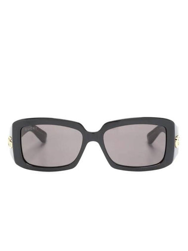 Logo Decorated Rectangle Sunglasses Black - GUCCI - BALAAN 1