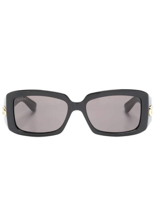 Logo Decorated Rectangle Sunglasses Black - GUCCI - BALAAN 1