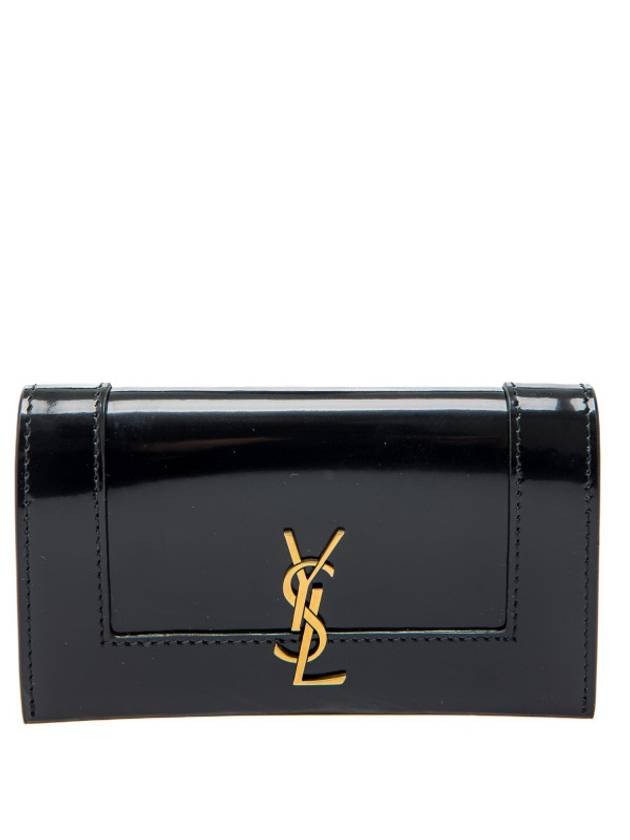 Women's Gold Logo Long Wallet Black - SAINT LAURENT - BALAAN 2