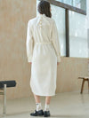 High neck belted dress ivory - MITTE - BALAAN 5