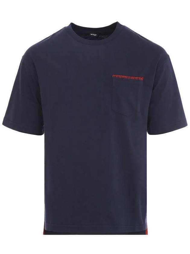 Pocket Wipstitch Short Sleeve T-shirt Navy - KITON - BALAAN 3