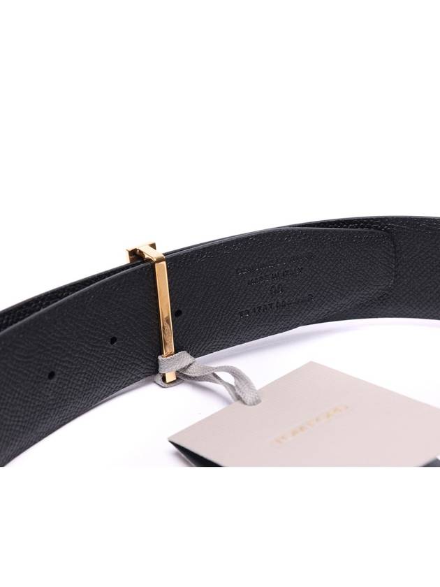 T Buckle Reversible Leather Belt Black Ash Grey - TOM FORD - BALAAN 7