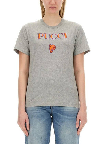 Pucci Grey Cotton T-Shirt - EMILIO PUCCI - BALAAN 1