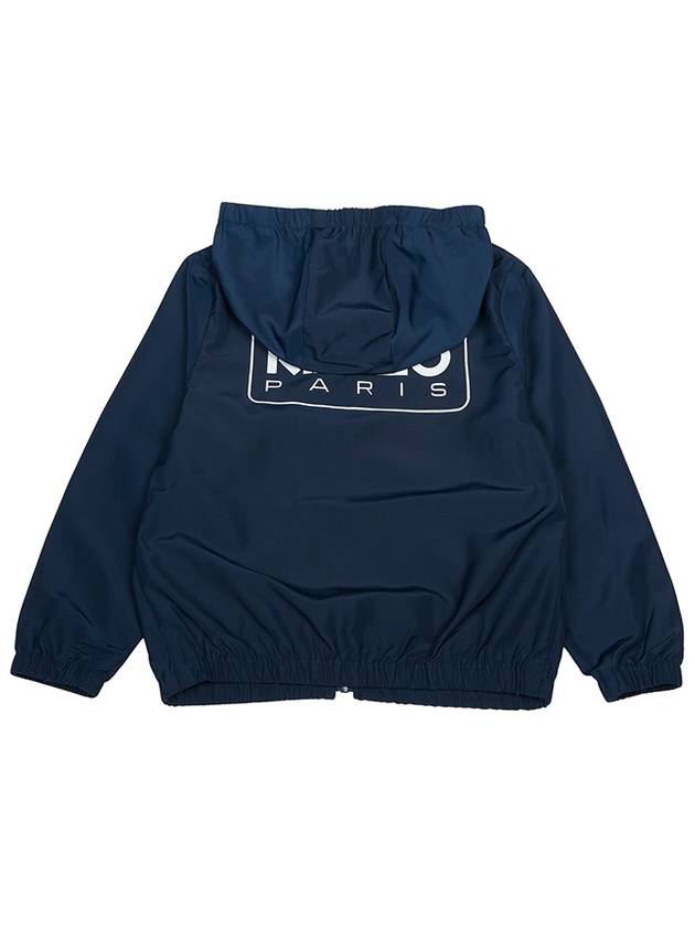 Kids Logo Print Hooded Jacket Navy - KENZO - BALAAN 4