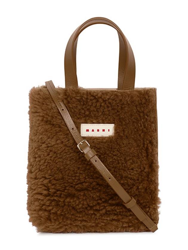 Shearling Museo Soft Mini Tote Bag Brown - MARNI - BALAAN 2