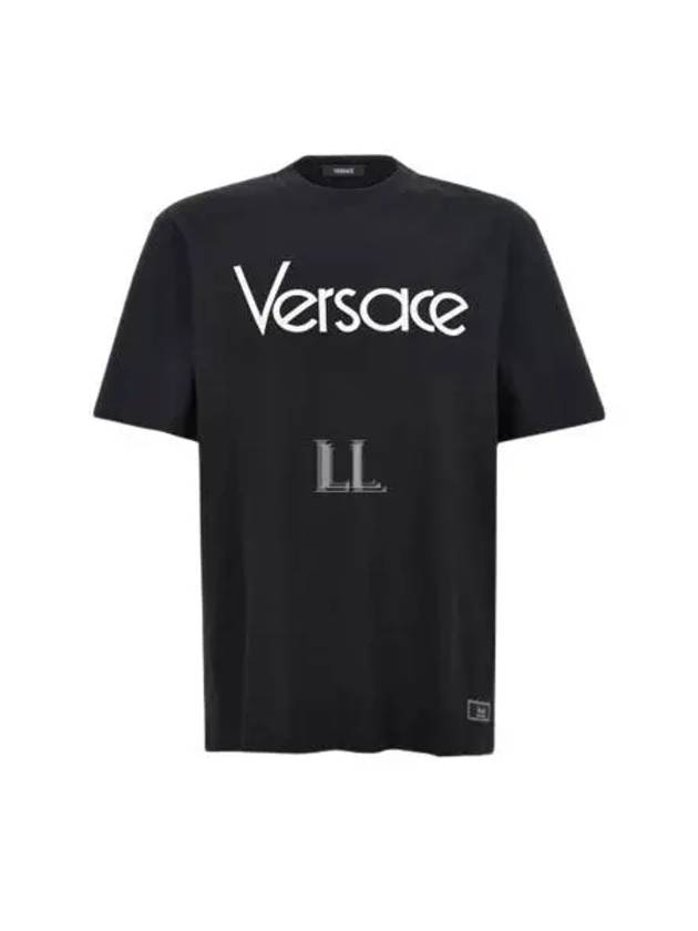 Logo Crewneck Short Sleeve T-Shirt Black - VERSACE - BALAAN 2