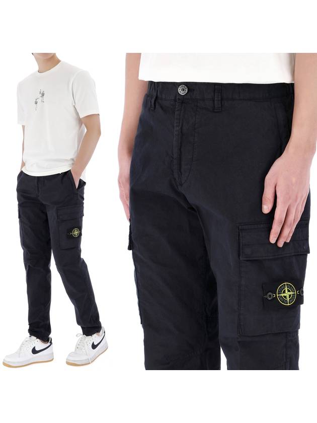 Compass Badge Gabardine Cargo Straight Pants Navy - STONE ISLAND - BALAAN 2