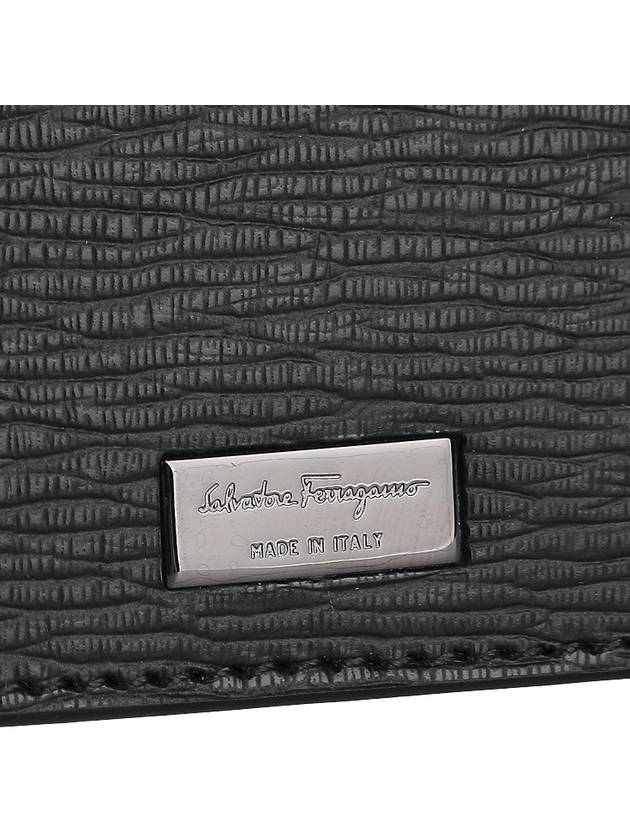 Gancini Pebble 3-Fold Card Wallet Black - SALVATORE FERRAGAMO - BALAAN 5