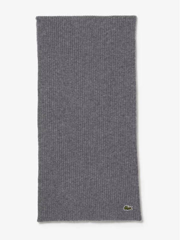 Wool knit scarf gray unisex winter scarf - LACOSTE - BALAAN 1