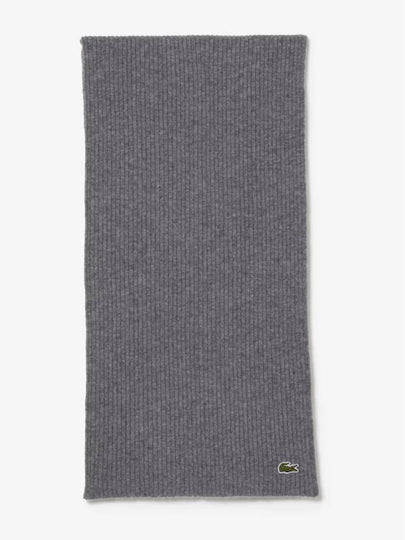 Ribbed Wool Muffler Grey - LACOSTE - BALAAN 2