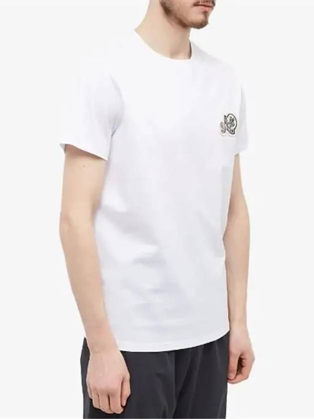 Double Logo Patch Round Short Sleeve T-Shirt White - MONCLER - BALAAN 3