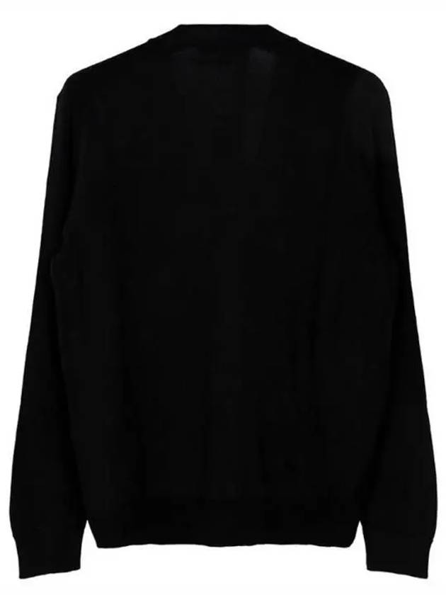 Bold Fox Head Patch V Neck Wool Cardigan Black - MAISON KITSUNE - BALAAN 3