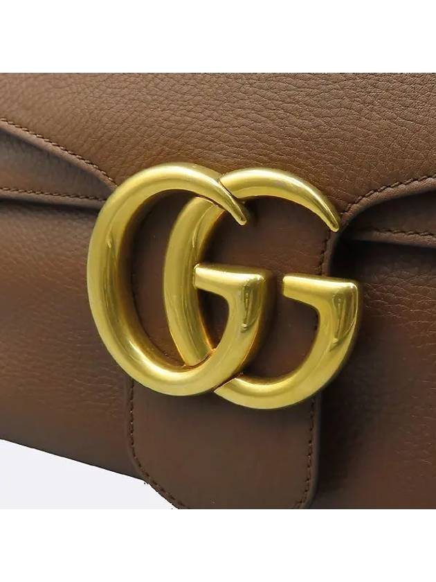 400245 Brown leather gold plated GG logo Marmont red flap shoulder bag - GUCCI - BALAAN 5