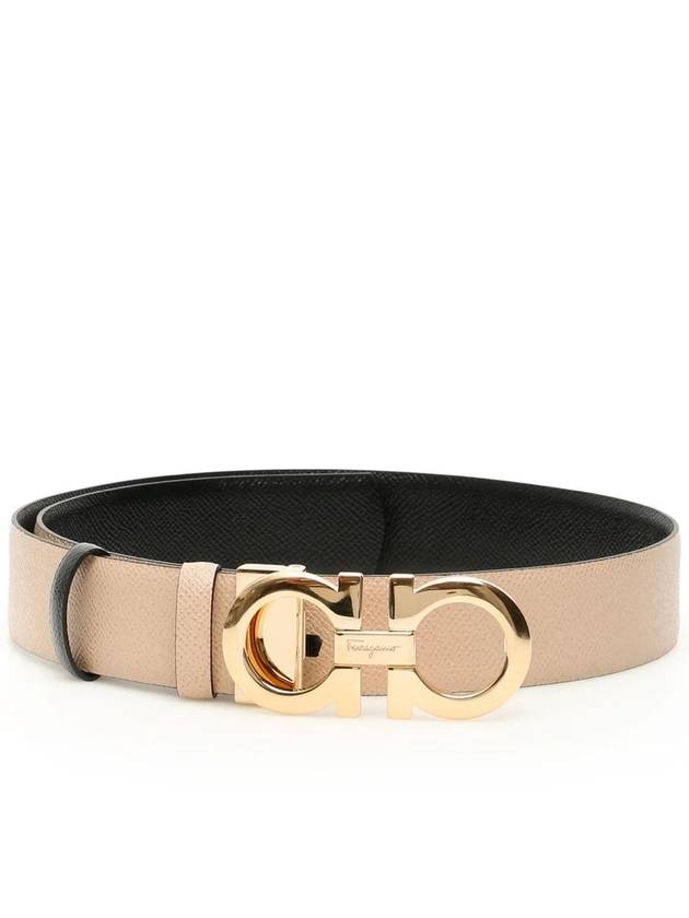 Gancini Reversible Leather Belt Black Macadamia - SALVATORE FERRAGAMO - BALAAN 2