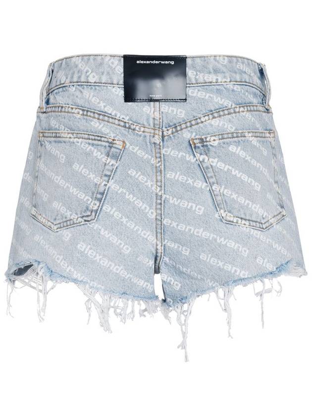 All-Over Logo Bite High Waist Denim Shorts Blue - ALEXANDER WANG - BALAAN 3