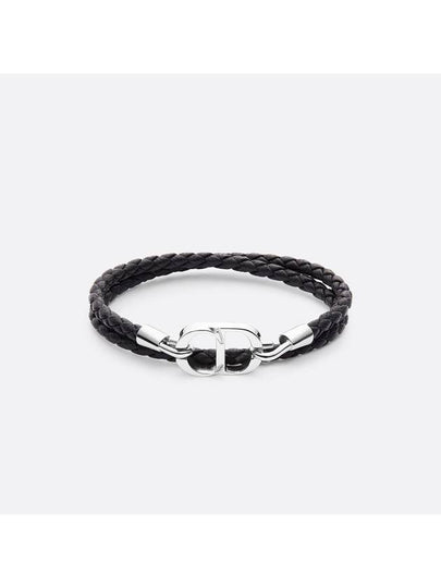 CD Icon Braided Leather Bracelet Black - DIOR - BALAAN 2