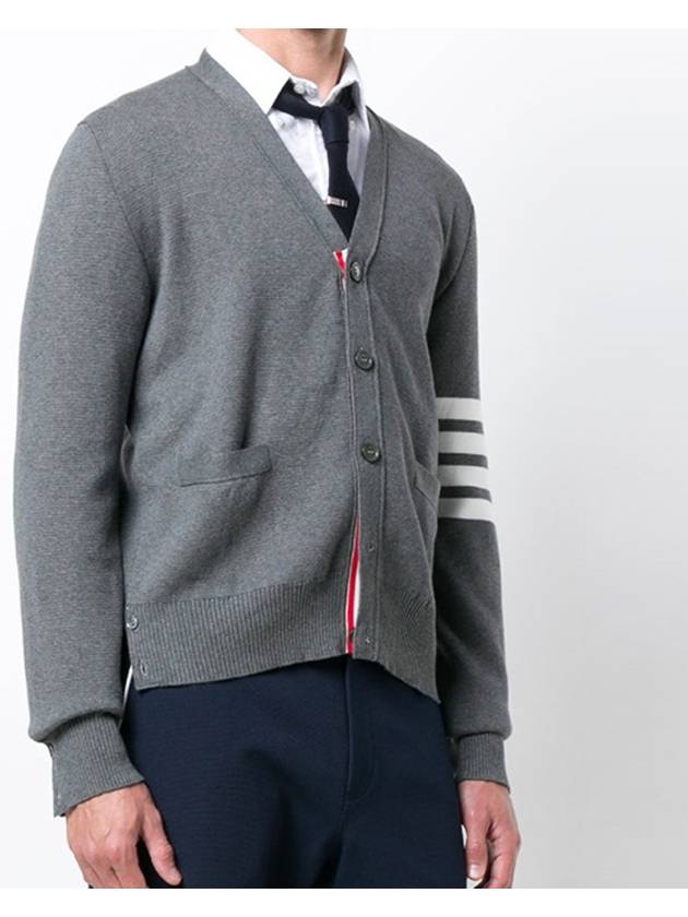 Milano Stitch 4-Bar Cardigan Medium Grey - THOM BROWNE - BALAAN 4