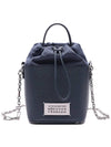 5AC Number Logo Texture Leather Bucket Bag Blue - MAISON MARGIELA - BALAAN.