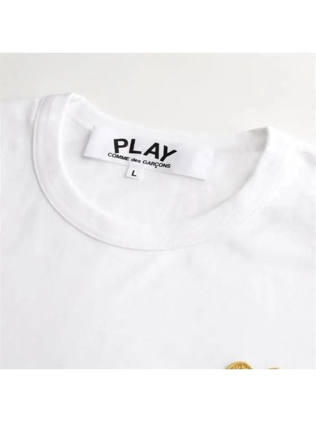 Gold Heart Wappen Short Sleeve T-Shirt Navy - COMME DES GARCONS PLAY - BALAAN 4