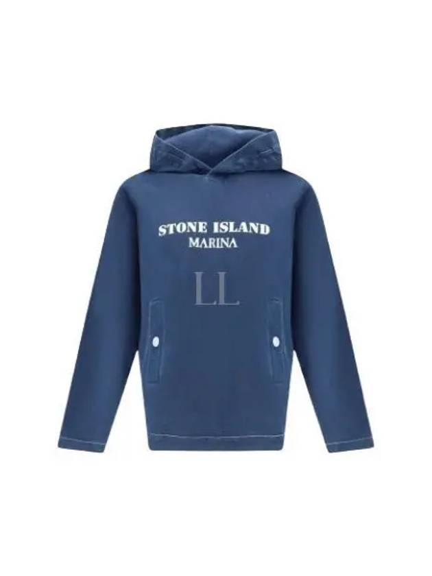 Old Treatment Oversized Fit Cotton Hoodie Royal Blue - STONE ISLAND - BALAAN 2