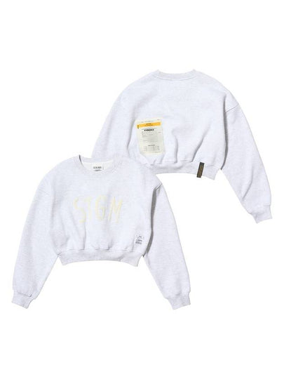 STGM Cropped Crew Neck Sweatshirt White Melange - STIGMA - BALAAN 2