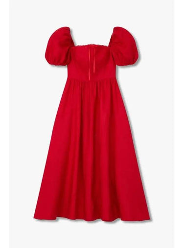 Wearing Ribbon Trimmed Linen Dress Marella Red - REFORMATION - BALAAN 1