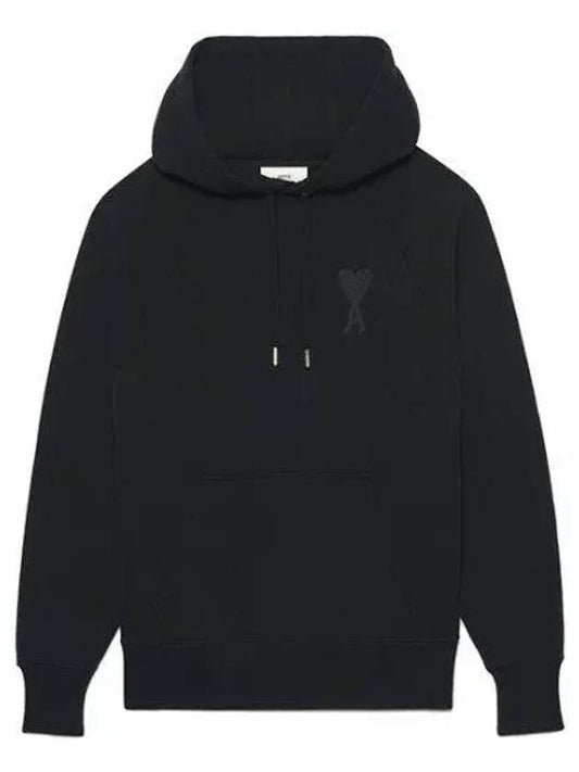 Heart Logo Cotton Hoodie Black - AMI - BALAAN 2