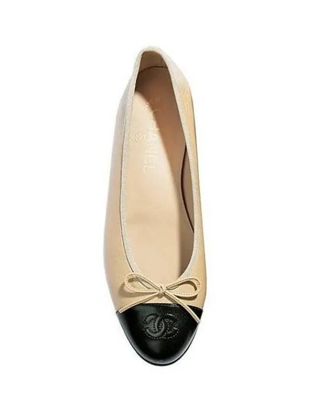 Two Tone Lambskin Ballerina Beige Black - CHANEL - BALAAN 5