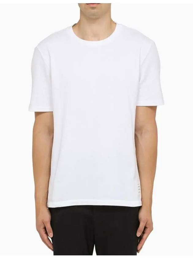 Men's Center Back Striped Short Sleeve T-Shirt White - THOM BROWNE - BALAAN 4