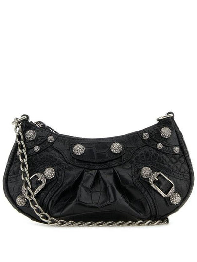 Le Cagol Mini Silver Chain Crocodile Shoulder Bag Black - BALENCIAGA - BALAAN 2