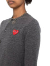 Women's Red Heart Logo Knit Wool Cardigan Gray P1N007 - COMME DES GARCONS - BALAAN 3