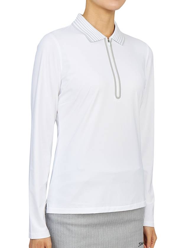 Women's Featherweight Zip Long Sleeve Polo Shirt White - G/FORE - BALAAN 4