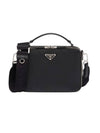 Brick Saffiano Leather Cross Bag Black - PRADA - BALAAN.