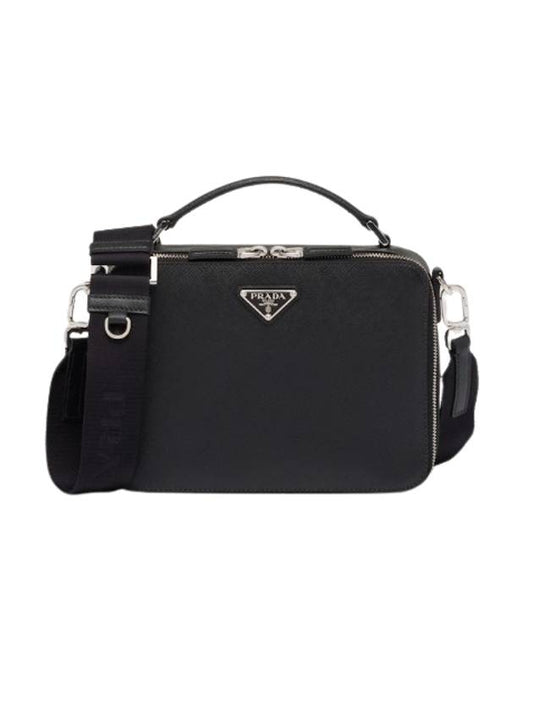 Medium Brique Saffiano Leather Cross Bag Black - PRADA - BALAAN 1