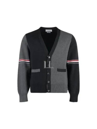 Funmix Cotton ArmBand V-Neck Cardigan Tonal Grey - THOM BROWNE - BALAAN 2