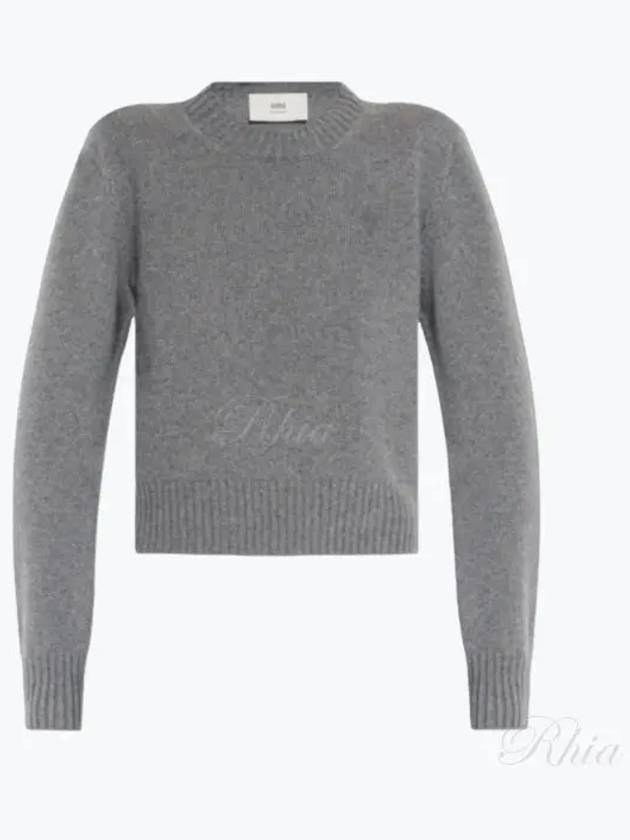 De Coeur Logo Crew Neck Cashmere Knit Top Grey - AMI - BALAAN 2