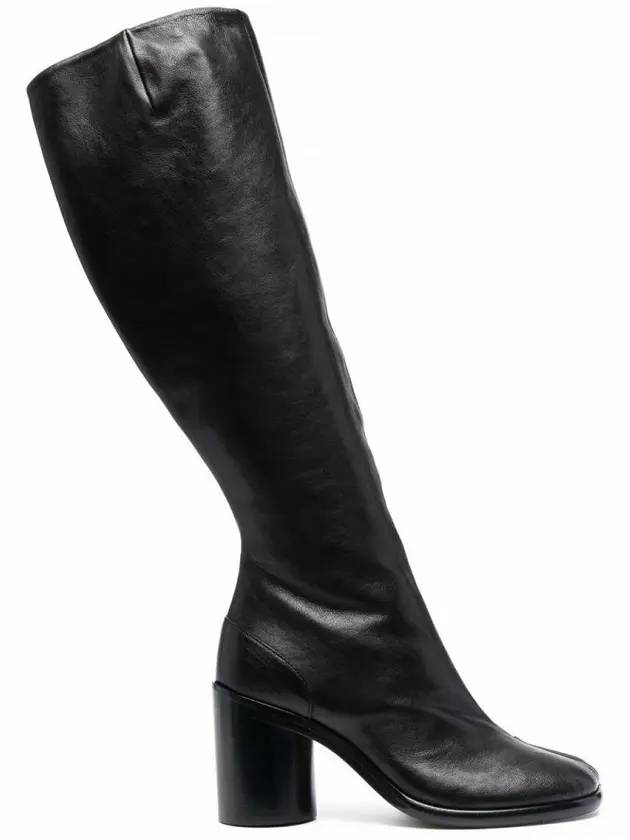 Tabi Knee High Calf Leather Long Boots Black - MAISON MARGIELA - BALAAN 1