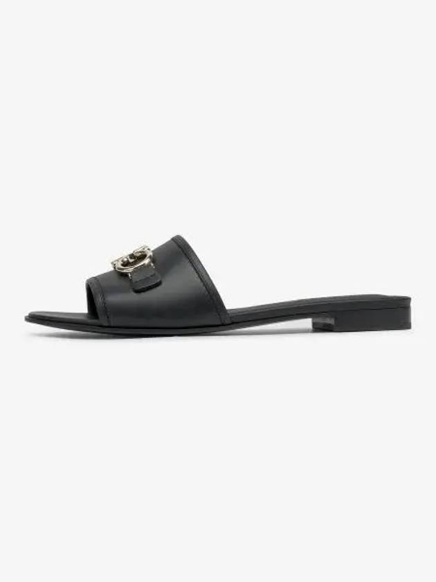 Women's Gancini Rhodes Logo Slippers Black - SALVATORE FERRAGAMO - BALAAN 2