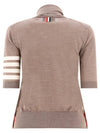 Fine Merino 4 Bar Relaxed Short Sleeve Turtleneck Brown - THOM BROWNE - BALAAN 3