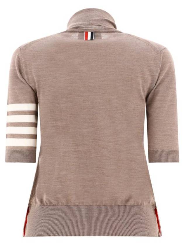 Fine Merino 4 Bar Relaxed Short Sleeve Turtleneck Brown - THOM BROWNE - BALAAN 3