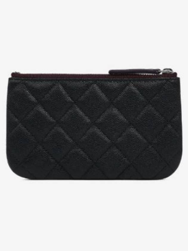 Silver logo grained calfskin clutch bag black - CHANEL - BALAAN 3