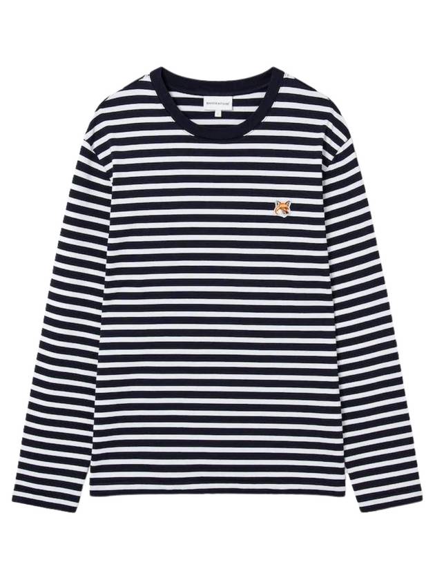 Fox Head Patch Regular Marin Long Sleeve T Shirt Navy Stripes - MAISON KITSUNE - BALAAN 2