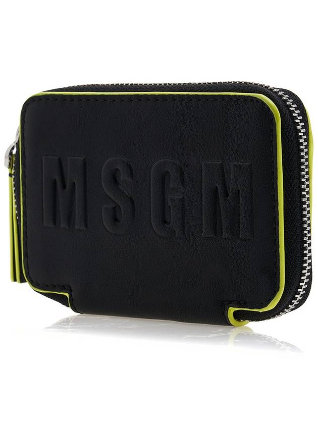 Logo Zip Around Half Wallet Black - MSGM - BALAAN 3