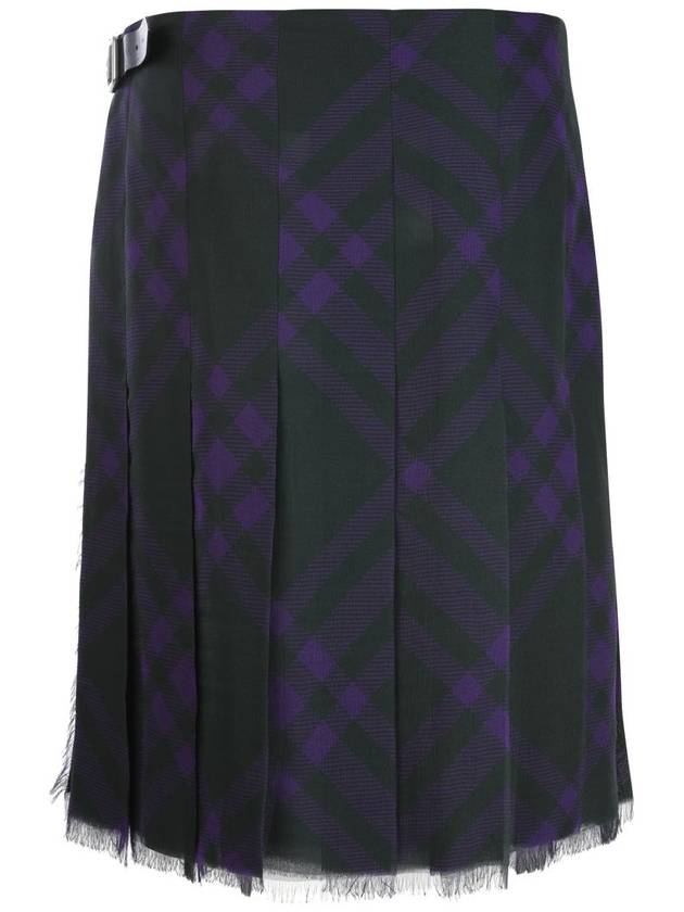 Vintage Check Wool A-Line Skirt Deep Royal - BURBERRY - BALAAN 3