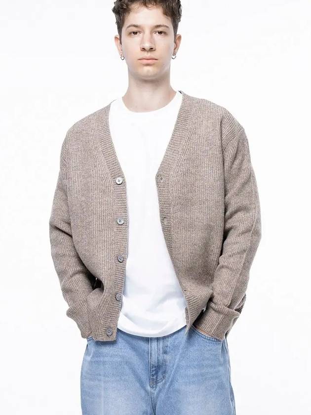 Men s M243OT01BE Dense Hachi Wool Blended Y neck Knit Cardigan Beige - CHANCE'S NOI - BALAAN 7