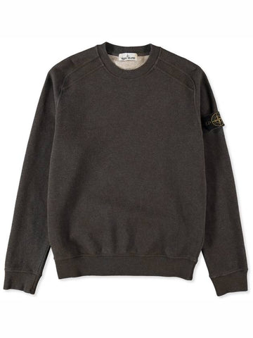 Dust Colour Treatment Crewneck Sweatshirt Dark Khaki - STONE ISLAND - BALAAN 1