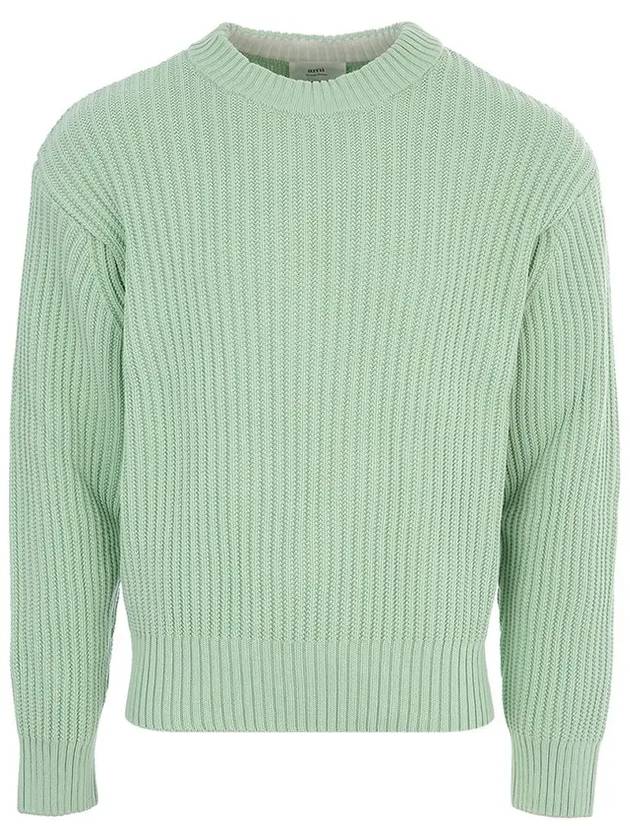 Men's Cotton Blend Knit Top Pastel Green - AMI - BALAAN.