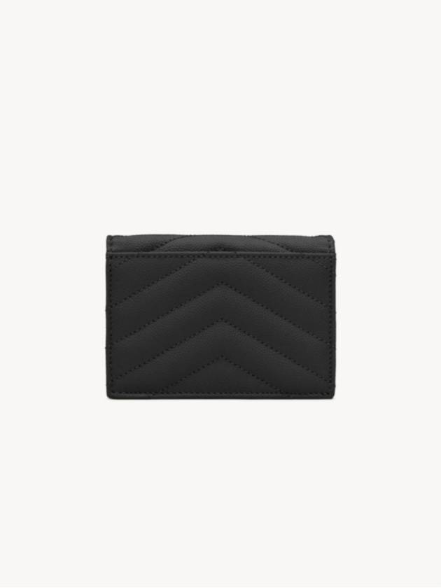 Monogram Caviar Embossed Business Card Wallet Black - SAINT LAURENT - BALAAN 3