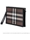 Check Leather Zipper Clutch Bag Brown - BURBERRY - BALAAN 3