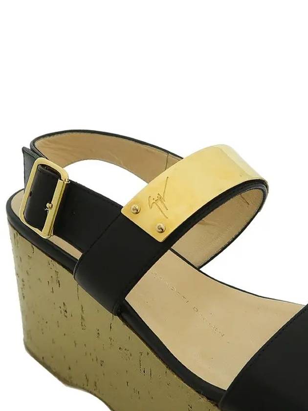 Black leather gold metal buckle detail women s sandals - GIUSEPPE ZANOTTI - BALAAN 5